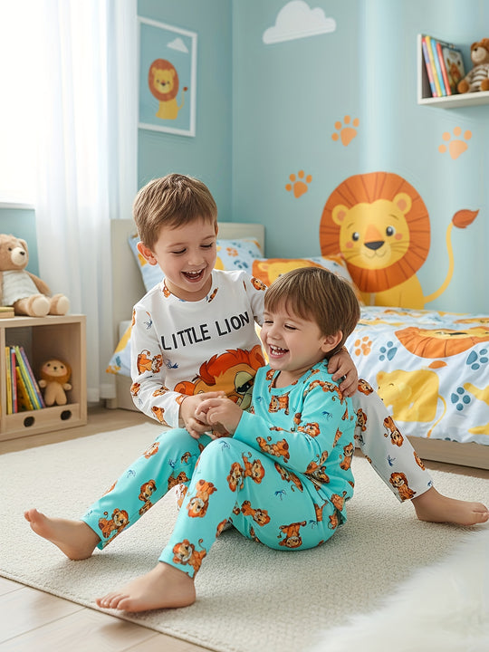 LionDreams™ – 2-delige Jongens Leeuwenpyjama – Zachte Longsleeve & Broek