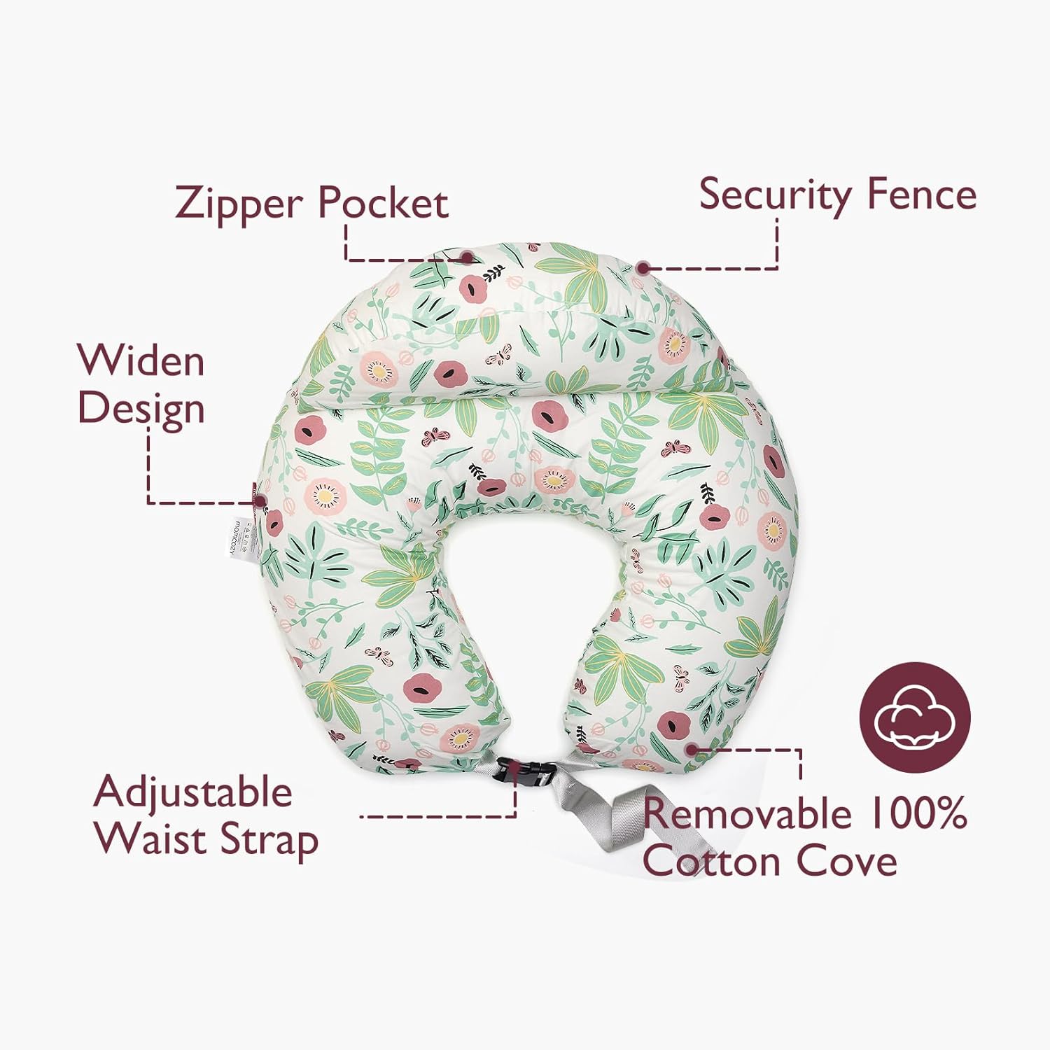CuddleNest™ – Verstelbaar Voedingskussen met Tailleband – Comfortabele Ondersteuning voor Moeders