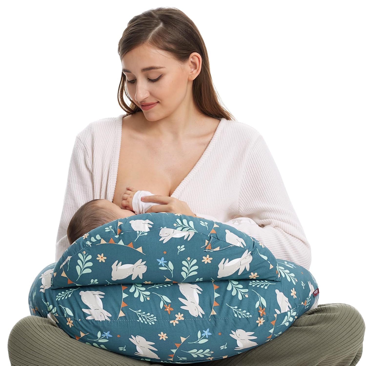 CuddleNest™ – Verstelbaar Voedingskussen met Tailleband – Comfortabele Ondersteuning voor Moeders