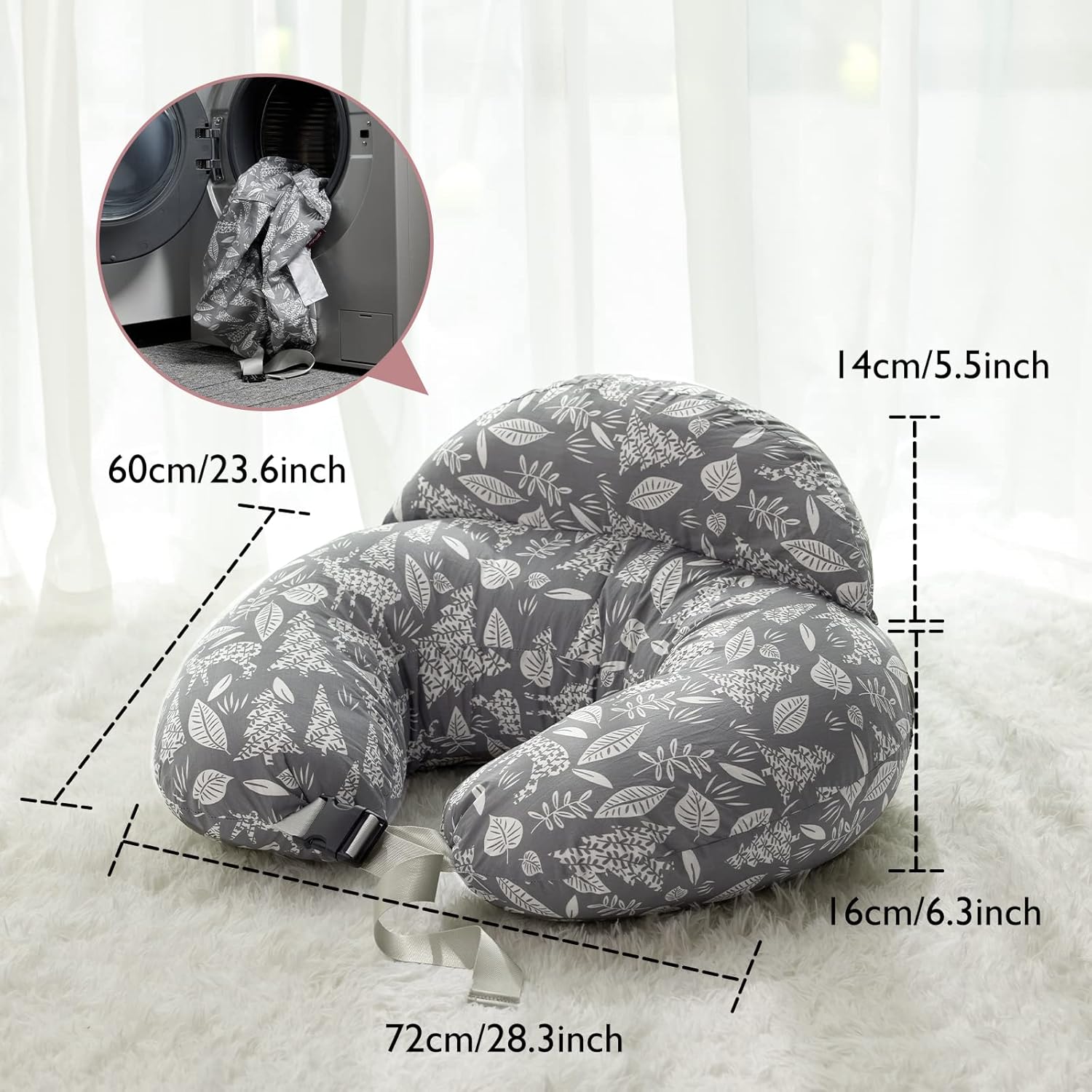 CuddleNest™ – Verstelbaar Voedingskussen met Tailleband – Comfortabele Ondersteuning voor Moeders