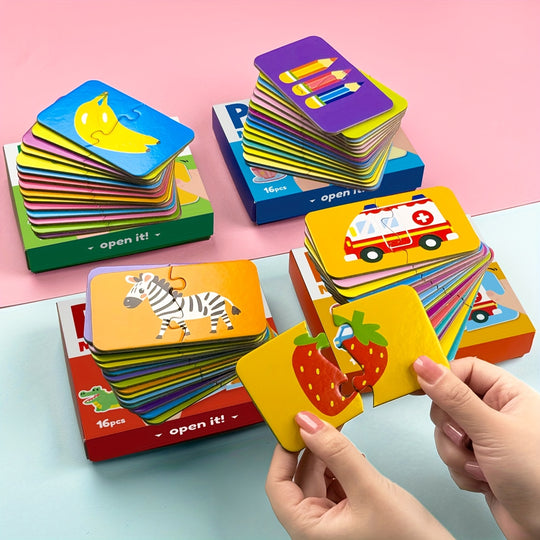 EduMatch™ – 16-delige Educatieve Legpuzzel voor Peuters & Kleuters