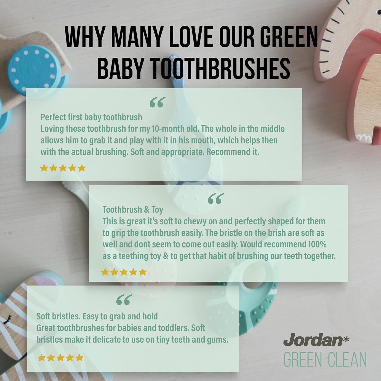 MiloBrush™ Baby Tandenborstel – Green Clean (0-2 jaar) | Bio Pack 3 Eenheden