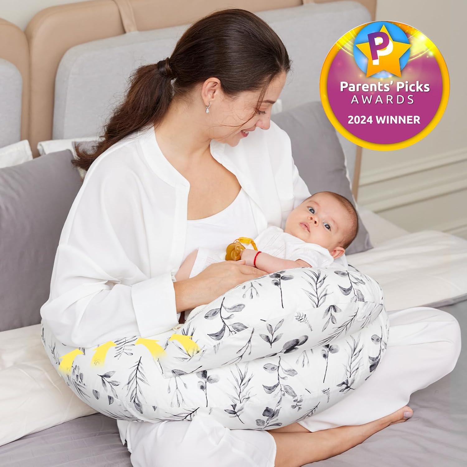 CuddleNest™ – Verstelbaar Voedingskussen met Tailleband – Comfortabele Ondersteuning voor Moeders
