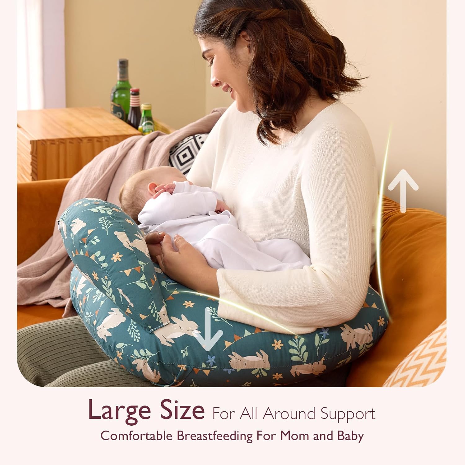 CuddleNest™ – Verstelbaar Voedingskussen met Tailleband – Comfortabele Ondersteuning voor Moeders