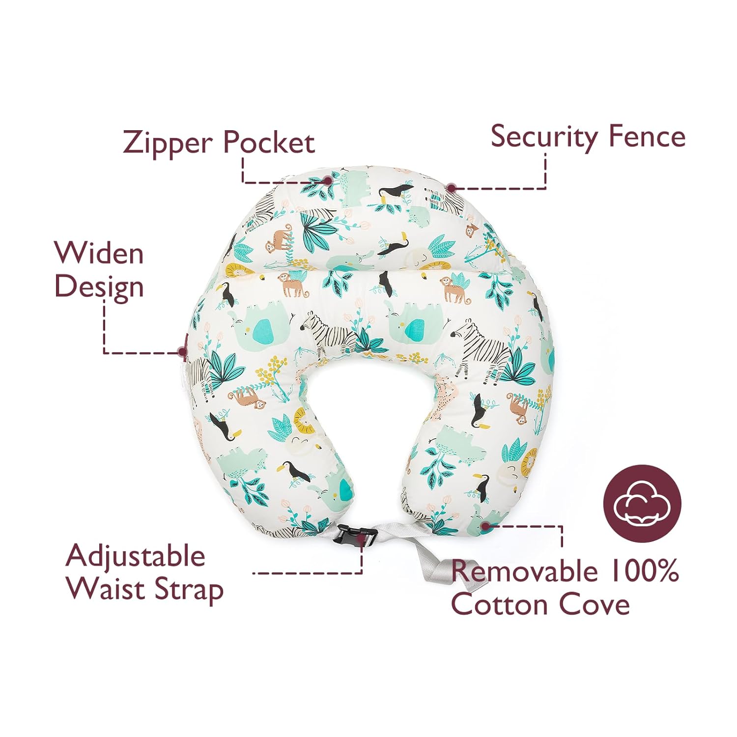 CuddleNest™ – Verstelbaar Voedingskussen met Tailleband – Comfortabele Ondersteuning voor Moeders