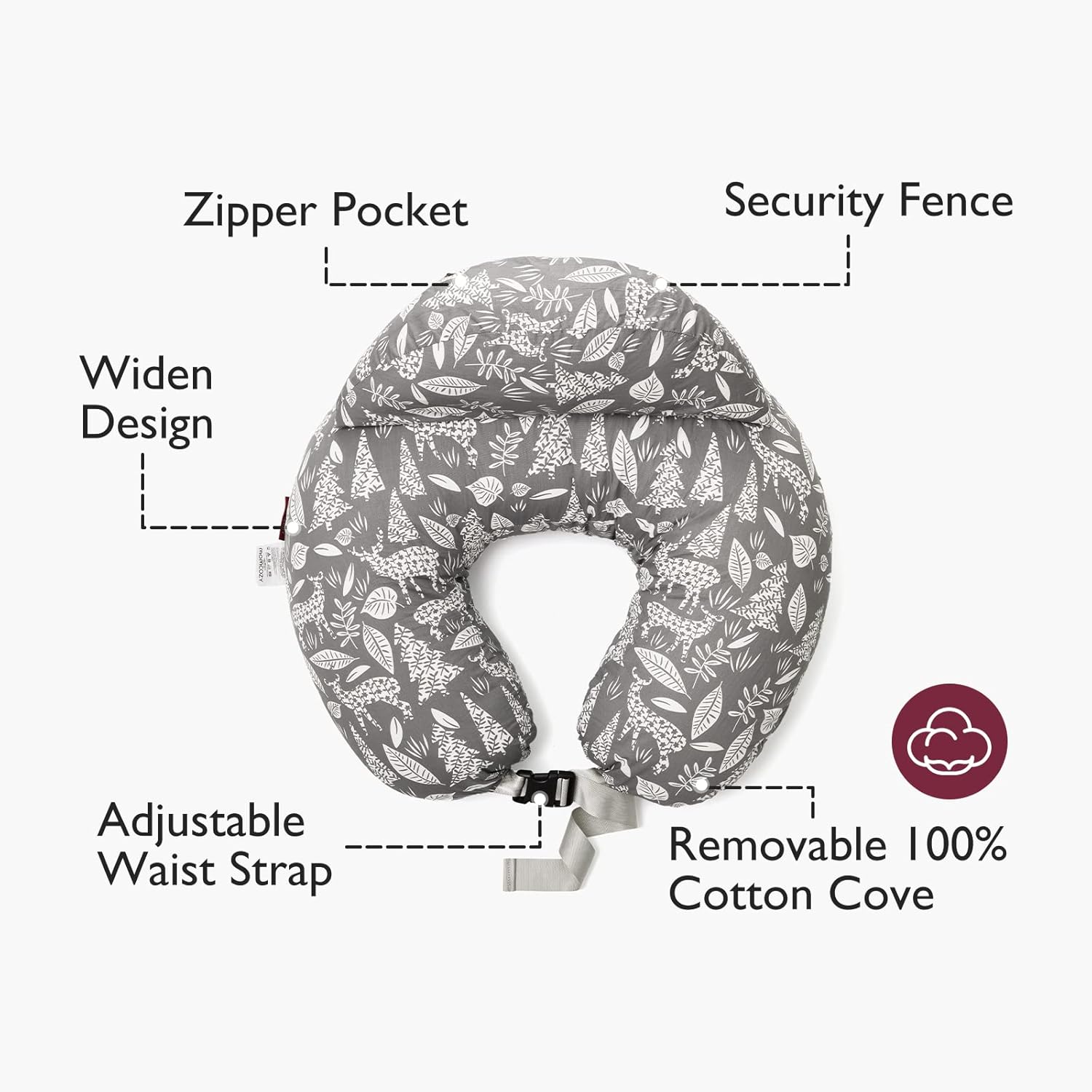 CuddleNest™ – Verstelbaar Voedingskussen met Tailleband – Comfortabele Ondersteuning voor Moeders