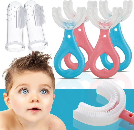 MiloBrush™ – 6 Stuks U-vormige Kindertandenborstels – 360° Siliconen 0–12 Jaar