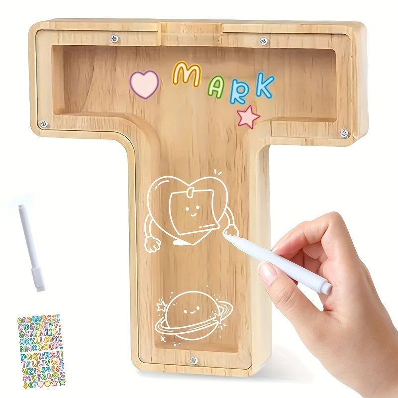 AlphaBank™ – Houten Spaarpot met Alfabet – Kleurrijk & Duurzaam