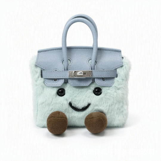 CuddlePurse – Bolsito de Peluche con Carita en Tonos Denim y Pastel