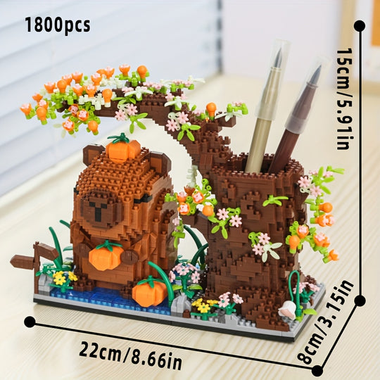 CapyHolder™ – 1800-delige Capybara Penhouder Bouwset – DIY Desk Decoratie