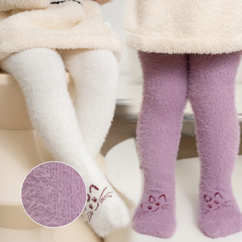 KittyPrincess™ – 2-Pack Meisjes Panty Set – Warme Kattenprint Panty’s