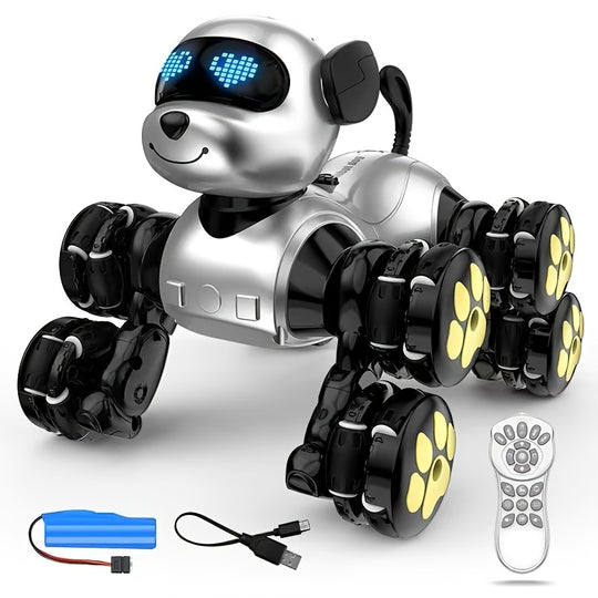 RoboPup™ – 8-Wiel RC Stunt Robot Hond – Gesture Control, Muziek & Licht