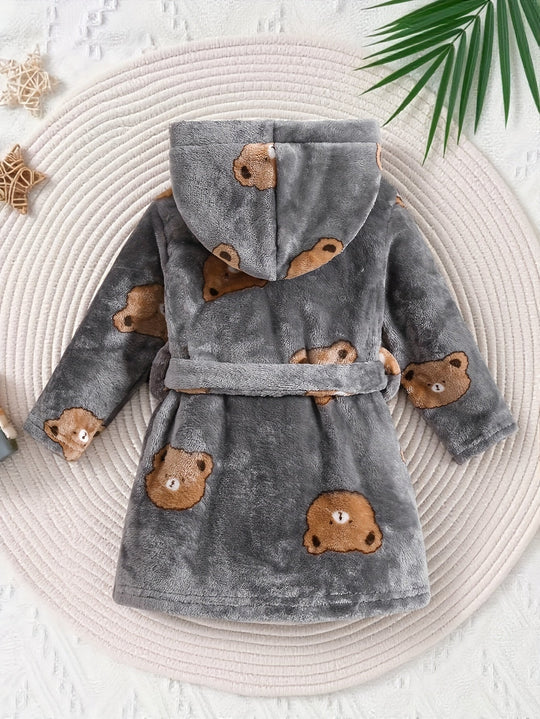 BearHugRobe™ – Jongens Hooded Badjas – Zachte Winterjas met Schattig Beertje
