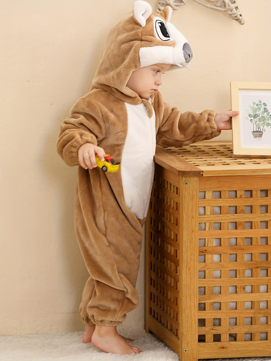 FuzzyCub™ – Schattige Dierenromper met Capuchon voor Babyjongens