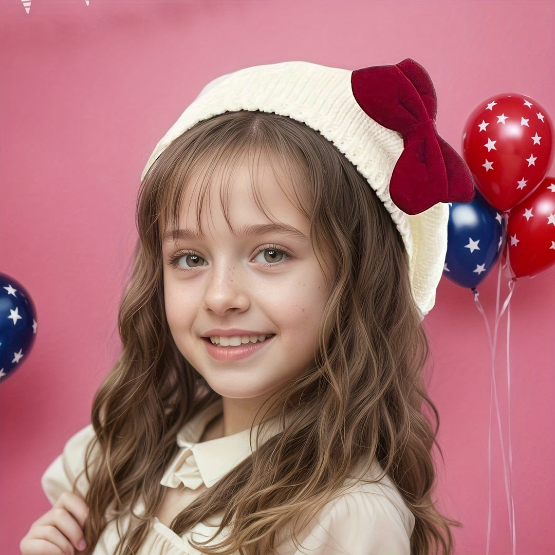 RibbonCozy™ – Meisjes Wintermuts met Strik – Zachte Gebreide Beanie