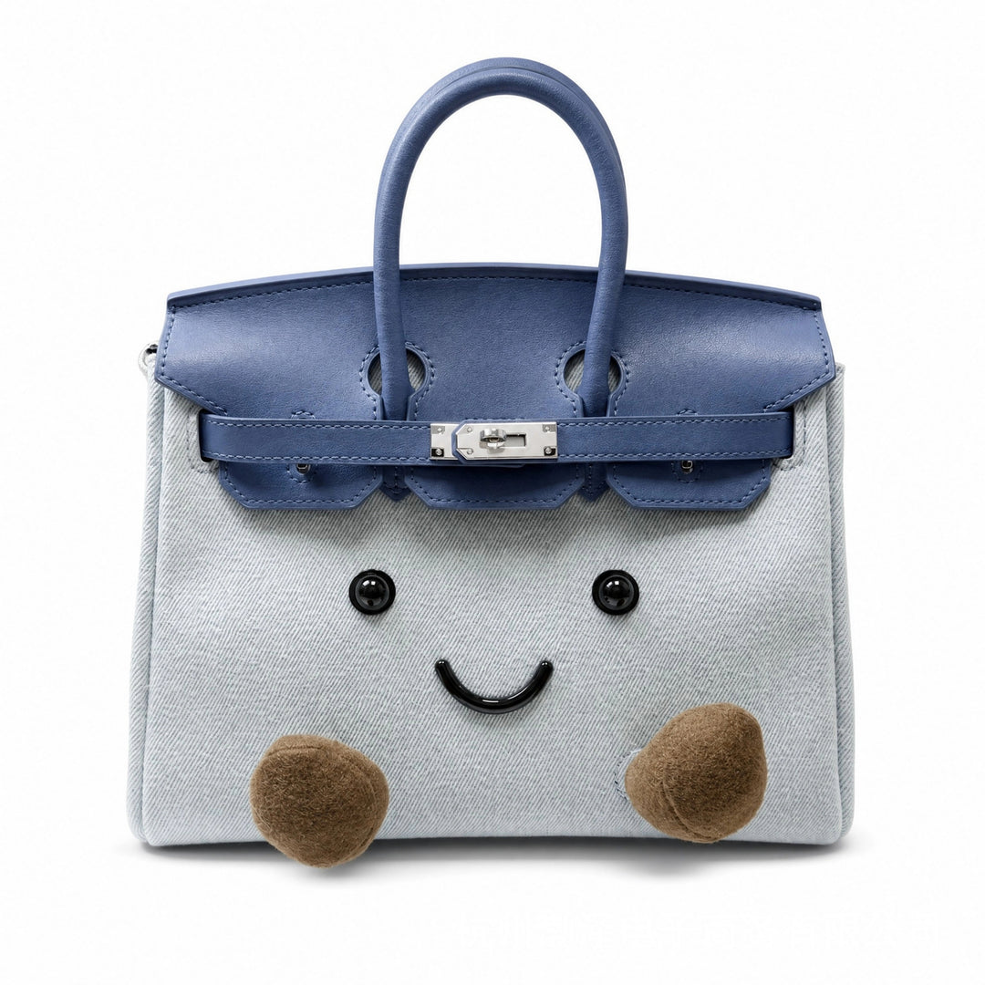 CuddlePurse – Bolsito de Peluche con Carita en Tonos Denim y Pastel