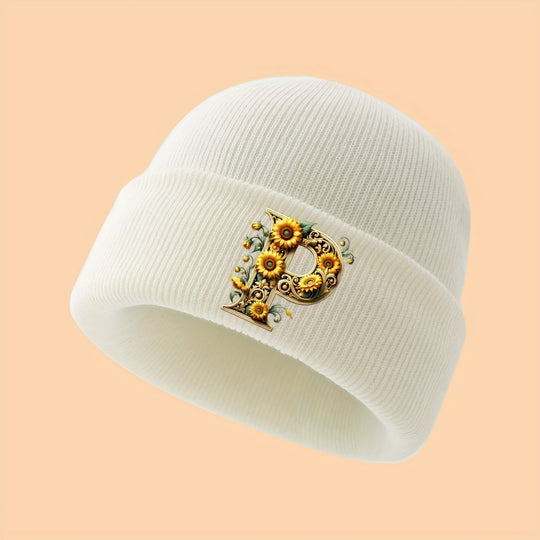 GoldenLetter™ – Meisjes Initialen Muts – Zacht & Winter Warm