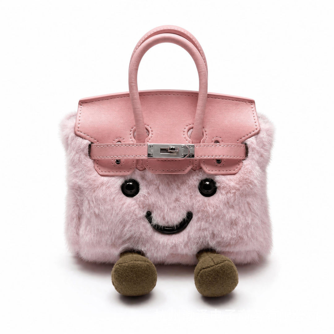 CuddlePurse – Bolsito de Peluche con Carita en Tonos Denim y Pastel