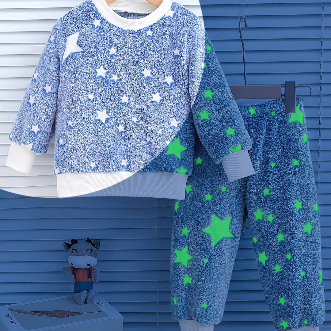 StarGlow™ – Jongens Pyjama Set – Pluche & Sterrenprint
