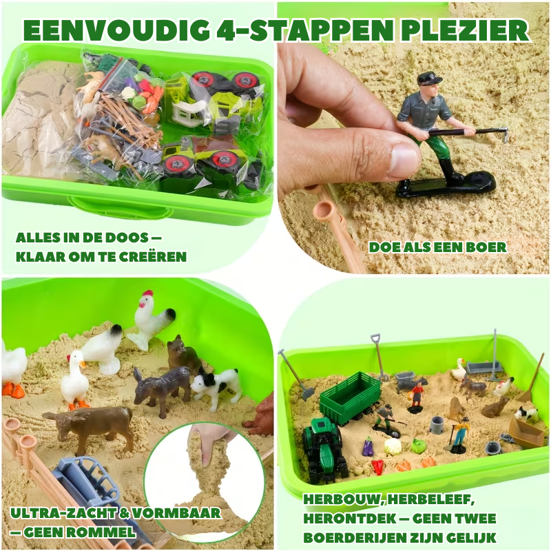 FarmFun™ – Sensorisch Boerderij Speelset – DIY Zandbak Speelgoed met Tractor & Dieren