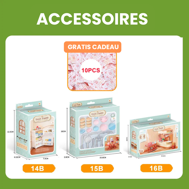 TinyVilla™ – 1:12 Poppenhuis Meubelpakket – Keuken & Dinette