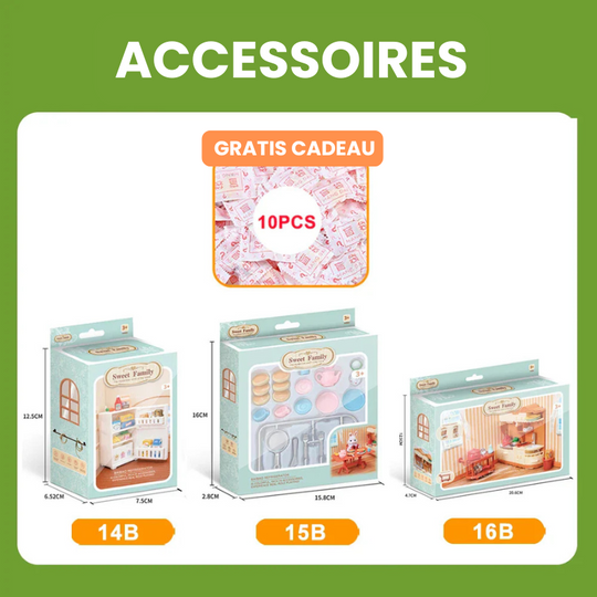 TinyVilla™ – 1:12 Poppenhuis Meubelpakket – Keuken & Dinette