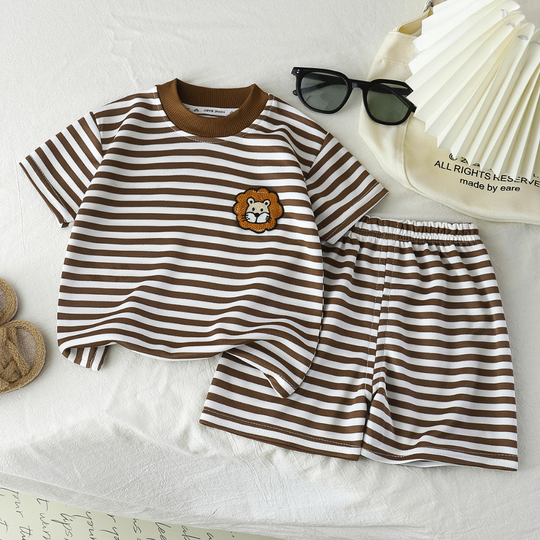 StripeBuddy – T-shirt en Shorts Set voor Jongens