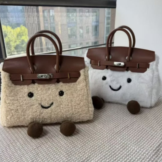 CozyPurse – Bolsito de Peluche con Carita en Tonos Naturales