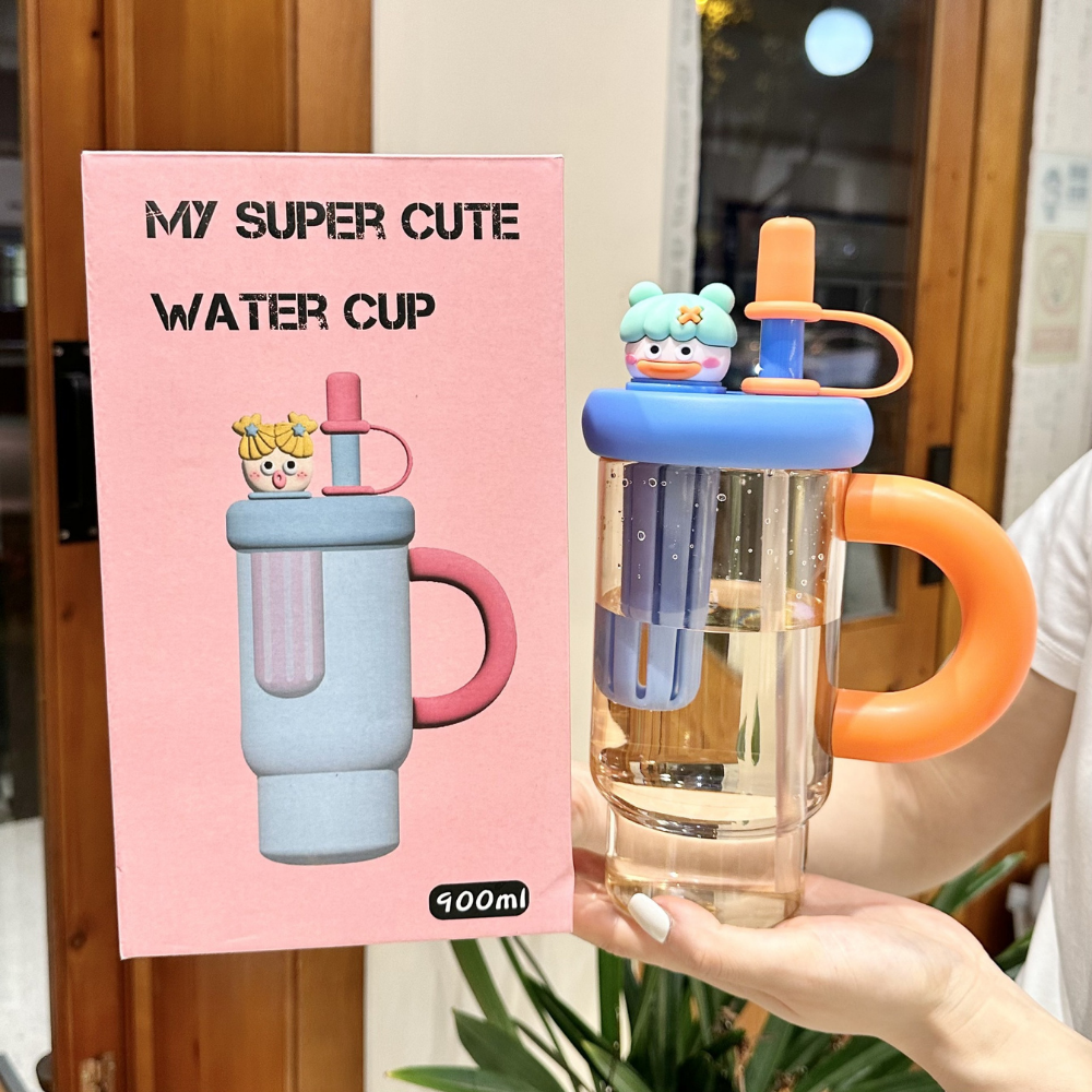 CuteSip – Grote Drinkbeker met Rietje & Infuser (900 ml)