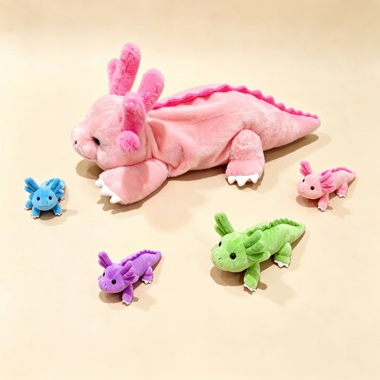 AquaFamily – Axolotl Knuffel met Kleintje