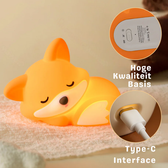FoxGlow™ – Schattig Squishy Vos LED Nachtlampje – USB Oplaadbaar
