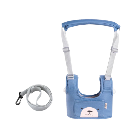 BearBuddy™ - Ergonomische Loopsteun Blauw/Roze, Katoen, 9+ Maanden