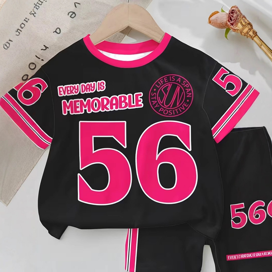 SunnyBloom – Jersey T-shirt met Shorts voor Meisjes