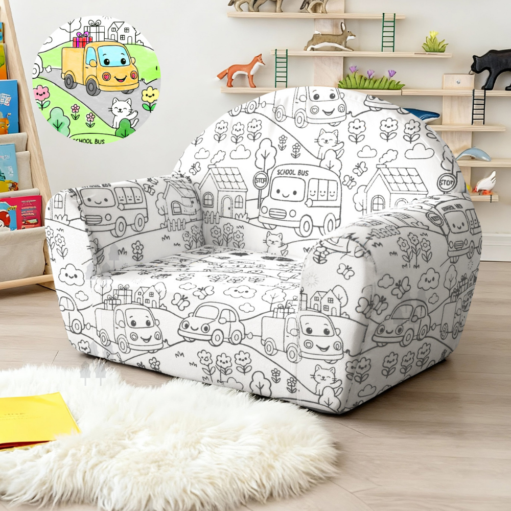 ColorCouch – Inkleurbare Kinderbank met Wasbare Hoes
