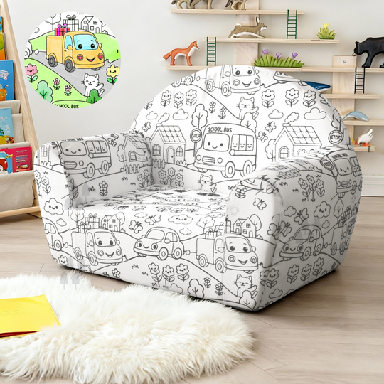 ColorCouch – Inkleurbare Kinderbank met Wasbare Hoes