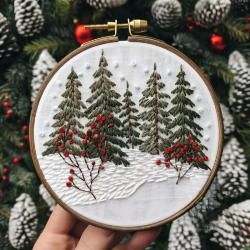 FestiveStitch™ – DIY Kerstborduurset voor Beginners met Winterse Sneeuwscènes