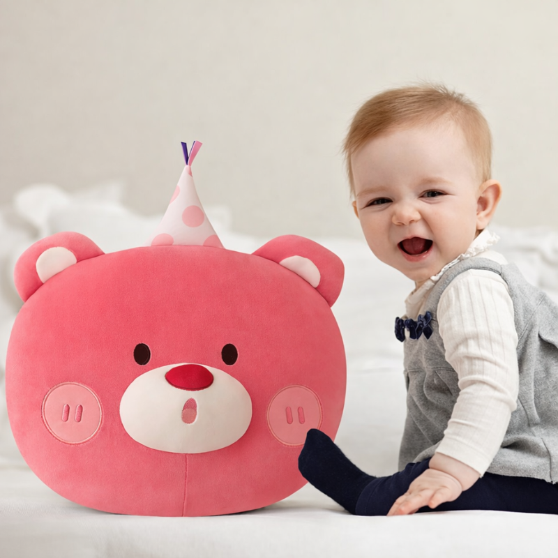 PartyPals™ – Cartoon Dieren Knuffelkussens met Feesthoed