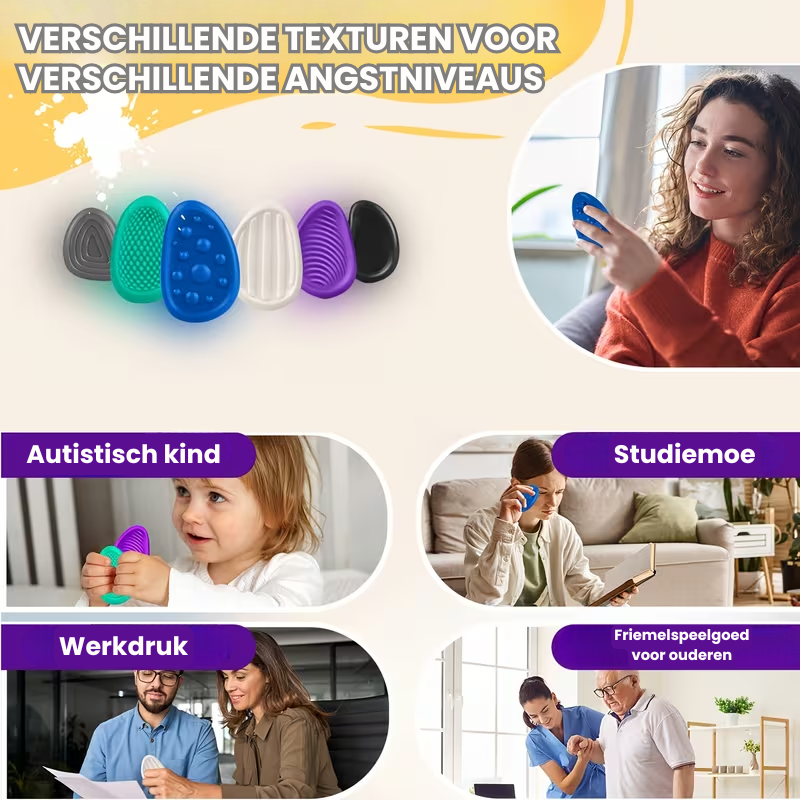 CalmiStone™ – 6/12-delig Sensorische Fidget Stenen Zachte Silicone Wobble Stones