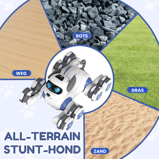 RoboPup™ – 8-Wiel RC Stunt Robot Hond – Gesture Control, Muziek & Licht