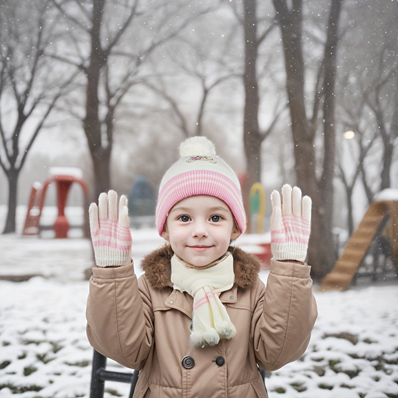 BearCozy™ – Meisjes 3-delige Winter Set – Sjaal, Muts & Handschoenen