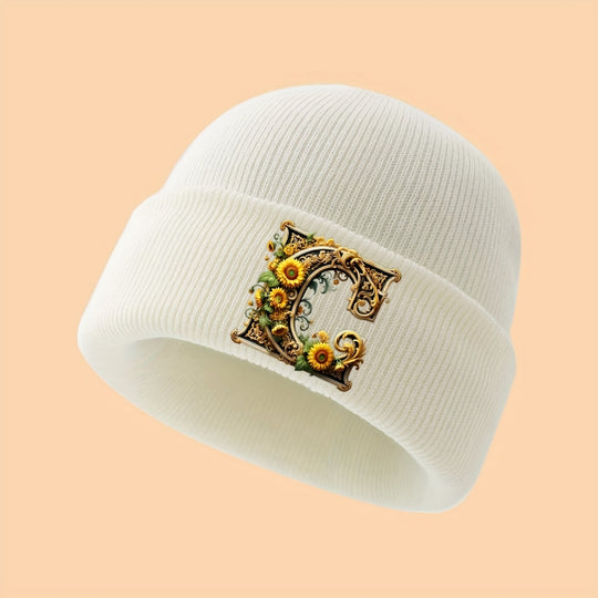 GoldenLetter™ – Meisjes Initialen Muts – Zacht & Winter Warm