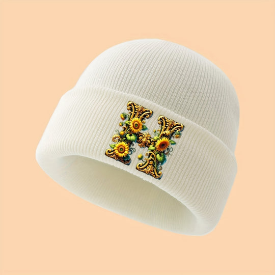 GoldenLetter™ – Meisjes Initialen Muts – Zacht & Winter Warm