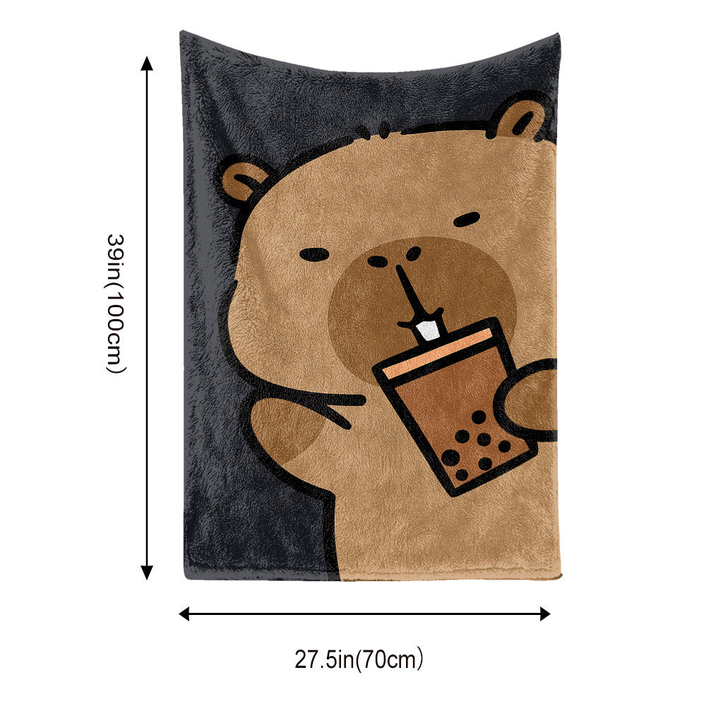 CapaCozy™ – Capybara Boba Thee Flanellen Deken voor Bed & Bank