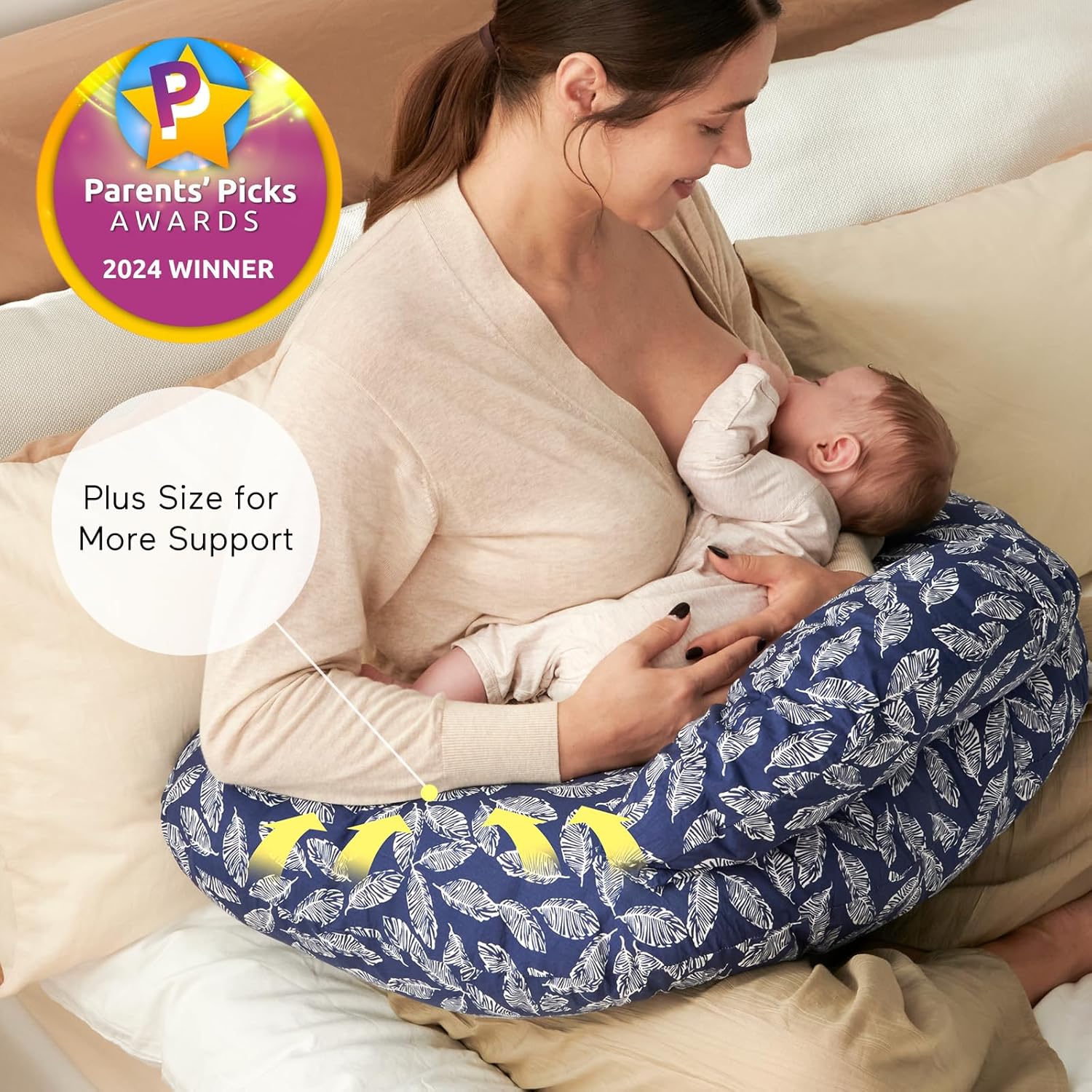 CuddleNest™ – Verstelbaar Voedingskussen met Tailleband – Comfortabele Ondersteuning voor Moeders