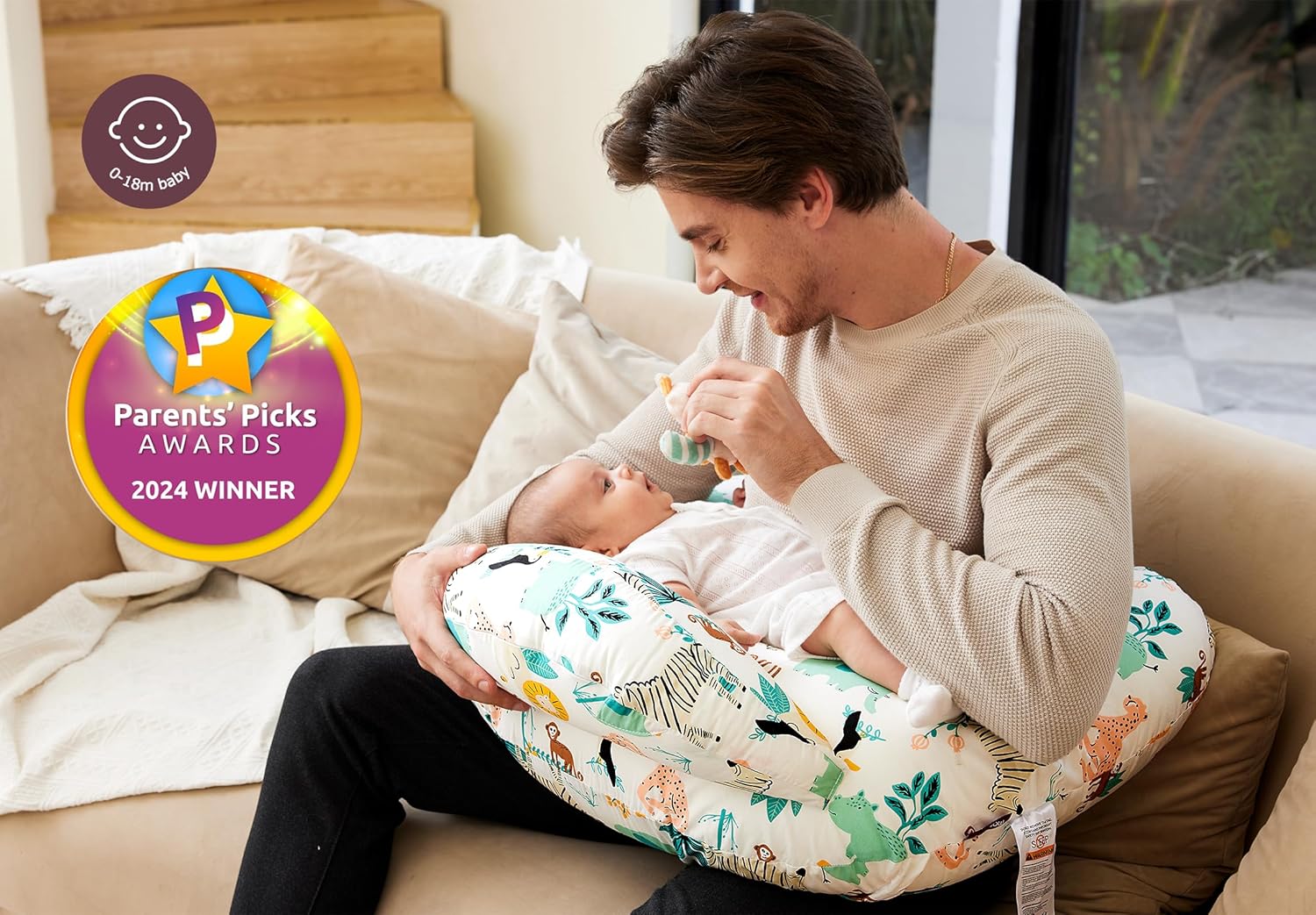 CuddleNest™ – Verstelbaar Voedingskussen met Tailleband – Comfortabele Ondersteuning voor Moeders