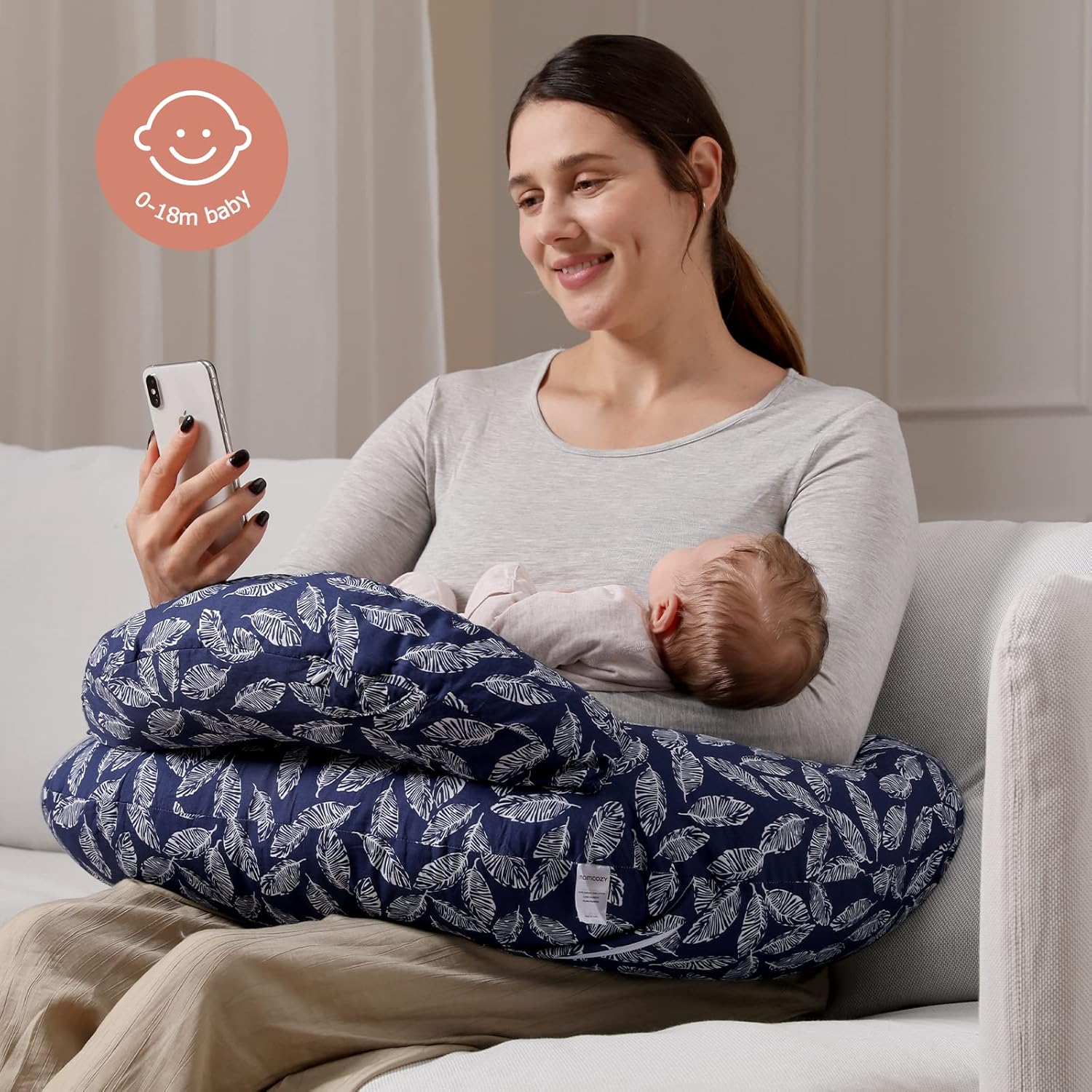 CuddleNest™ – Verstelbaar Voedingskussen met Tailleband – Comfortabele Ondersteuning voor Moeders