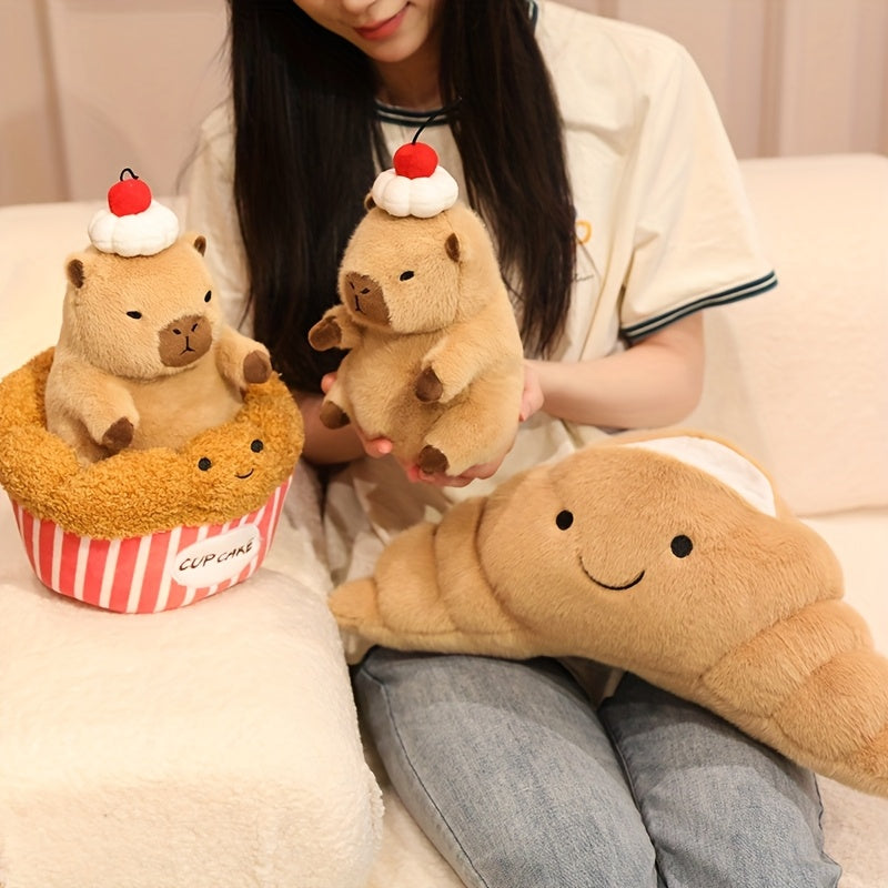 CuteCapybara™ – Schattige Pluche Knuffel 2-in-1 Croissant & Ananasbrood