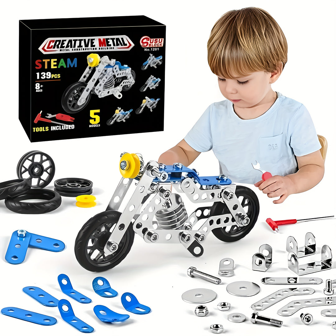 MotoForge™ – 5-in-1 Metalen Wisselbare Motor Bouwset voor Kinderen