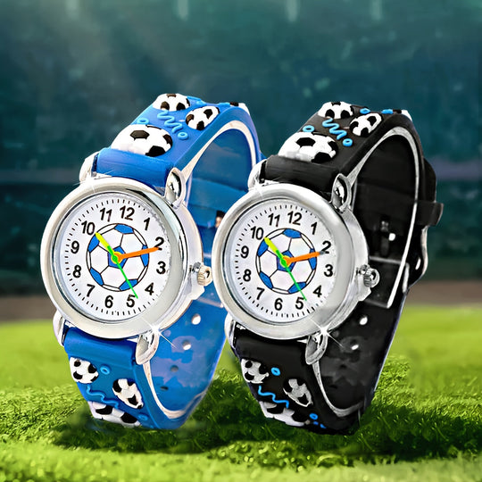 GoalTime™ – Kinderhorloge met Voetbalpatroon – Quartz & Sportief
