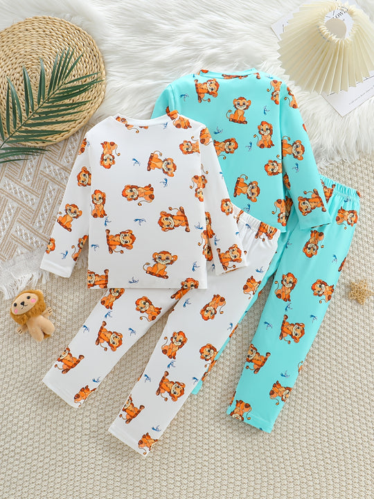 LionDreams™ – 2-delige Jongens Leeuwenpyjama – Zachte Longsleeve & Broek